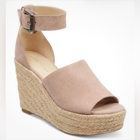 Marc Fisher Shoes - Marc Fisher Size 9 Mlalita Blush Suede Leather Upper Espadrille Wedge Sandals